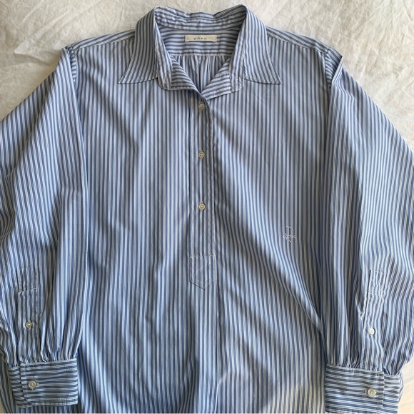 Doen Jora Cotton Poplin Oversized Button Shirt Mini Dress Blue Montauk Stripe - Picture 7 of 13